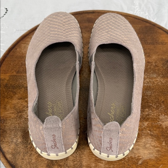 Skechers Shoes Wm 10 Sepulveda 2 Ballet Flat Sneaker Metallic Summer Sheen Taupe - Picture 6 of 11
